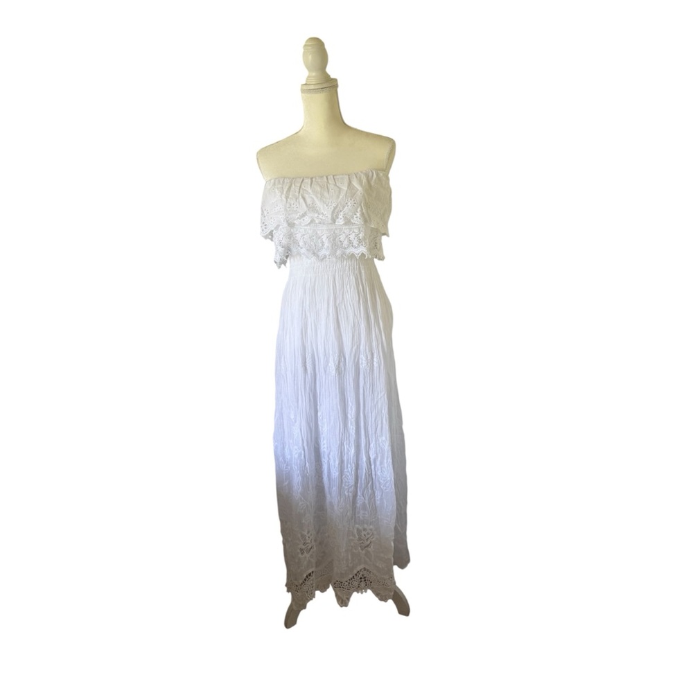 White Off-Shoulder Sleeveless Sundress